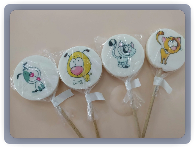 Impresora comestible para impresión directa en piruletas